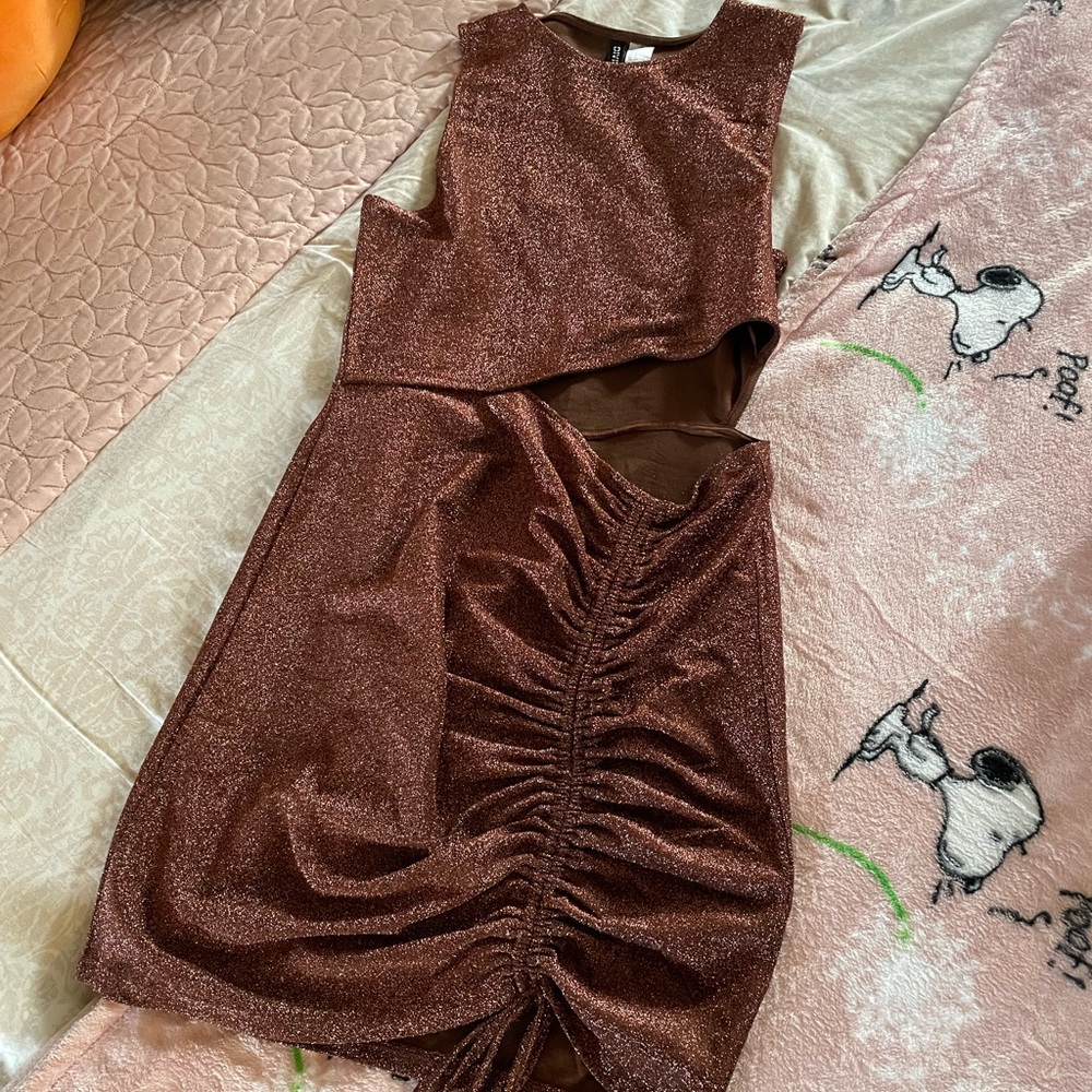 H&M Shimmering Brown Mini Dress